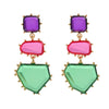 Women's Alloy Geometric Colored Diamond Earrings With Electroplating