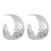 Women's Alloy Geometric Cshaped Pleated Concave And Convex Retro Cold Style Electroplated Earrings