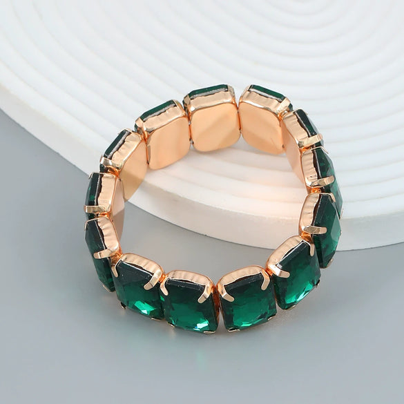 Women's Alloy Geometric Diamond Hip Hop Punk Style Telescopic Elastic Bracelet