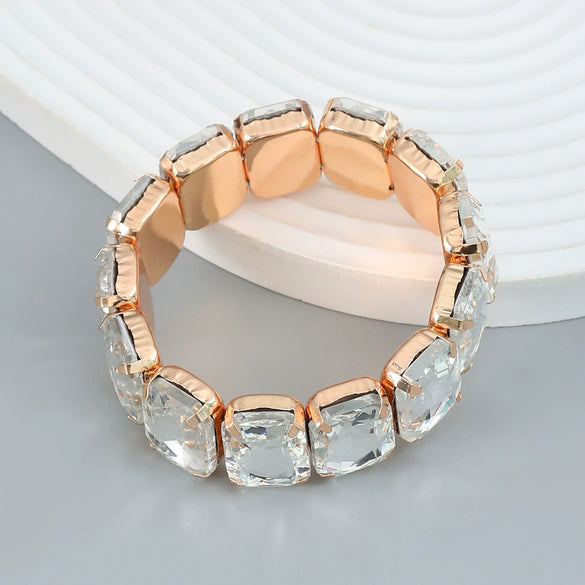 Women's Alloy Geometric Diamond Hip Hop Punk Style Telescopic Elastic Bracelet