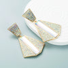 Women's Alloy Geometric Drop Earrings With Sparkling Diamond Embellishment Long Exaggerated Fashion Statement Design