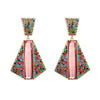 Women's Alloy Geometric Drop Earrings With Sparkling Diamond Embellishment Long Exaggerated Fashion Statement Design
