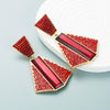 Women's Alloy Geometric Drop Earrings With Sparkling Diamond Embellishment Long Exaggerated Fashion Statement Design