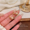 Women's Alloy Geometric Earrings With Electroplating Light Luxury Niche Elegant Maillard Color Irregular Champagne Pearl Ear Buckle