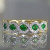 Women's Alloy Geometric Engagement Ring With Micro Set Green Zircon Electroplated Exquisite Hand Jewelry
