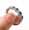 Women's Alloy Geometric Engagement Ring With Micro Set Green Zircon Electroplated Exquisite Hand Jewelry