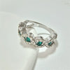 Women's Alloy Geometric Engagement Ring With Micro Set Green Zircon Electroplated Exquisite Hand Jewelry