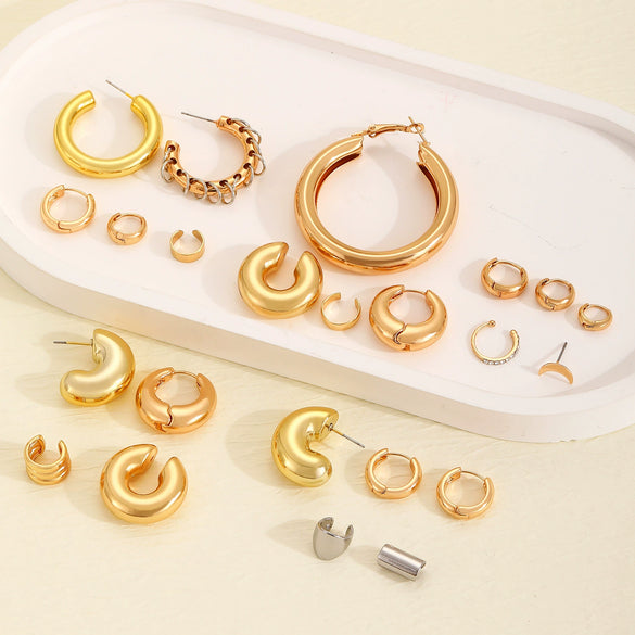 Women's Alloy Geometric Exaggerated Retro Earrings With Electroplating