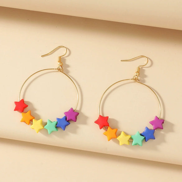 Women's Alloy Geometric Fivepointed Star Bear Butterfly Earrings With Electroplating