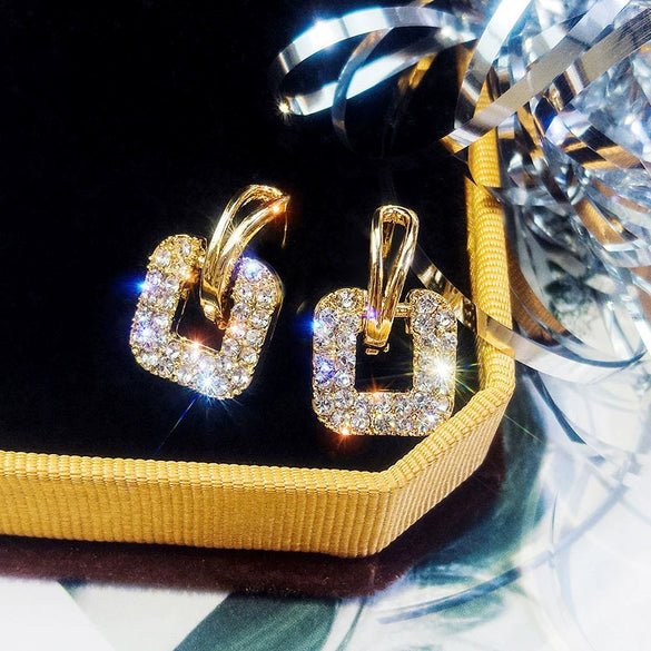 Women's Alloy Geometric Full Diamond Electroplated Earrings