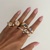 Women's Alloy Geometric Glass Diamond Stacking Rings With Smooth Threaded Open Design And Plated Finish