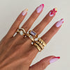 Women's Alloy Geometric Glass Diamond Stacking Rings With Smooth Threaded Open Design And Plated Finish