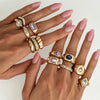 Women's Alloy Geometric Glass Diamond Stacking Rings With Smooth Threaded Open Design And Plated Finish