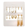 Women's Alloy Geometric Heart Metal Stud Earrings Set With Diamond And Oil Pearl Butterfly Lock Love Design