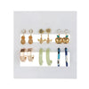 Women's Alloy Geometric Heart Metal Stud Earrings Set With Diamond And Oil Pearl Butterfly Lock Love Design