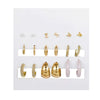 Women's Alloy Geometric Heart Metal Stud Earrings Set With Diamond And Oil Pearl Butterfly Lock Love Design