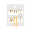 Women's Alloy Geometric Heart Metal Stud Earrings Set With Diamond And Oil Pearl Butterfly Lock Love Design