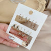 Women's Alloy Geometric Heart Metal Stud Earrings Set With Diamond And Oil Pearl Butterfly Lock Love Design