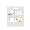 Women's Alloy Geometric Heart Metal Stud Earrings Set With Diamond And Oil Pearl Butterfly Lock Love Design
