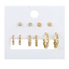 Women's Alloy Geometric Heart Metal Stud Earrings Set With Diamond And Oil Pearl Butterfly Lock Love Design