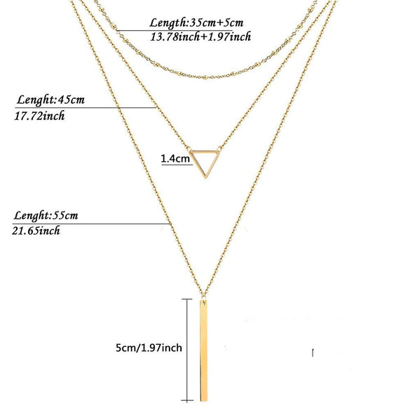 Women's Alloy Geometric Hollow Triangle Stick Multilayer Necklace With Electroplated Finish