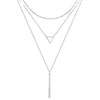 Women's Alloy Geometric Hollow Triangle Stick Multilayer Necklace With Electroplated Finish