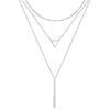 Women's Alloy Geometric Hollow Triangle Stick Multilayer Necklace With Electroplated Finish