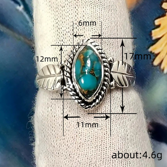 Women's Alloy Geometric Horse Eye Ring With Feather Texture And Electroplating Treatment Retro Style
