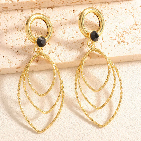 Women's Alloy Geometric Oval Hollowout Clipon Earrings With Electroplated Finish For Unpierced Ears
