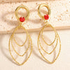 Women's Alloy Geometric Oval Hollowout Clipon Earrings With Electroplated Finish For Unpierced Ears