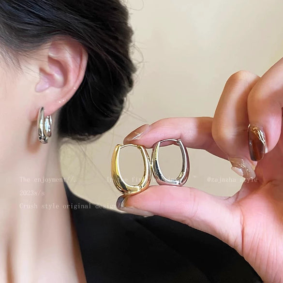Women's Alloy Geometric Oval Plain Electroplated Earrings