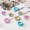 Women's Alloy Geometric Sunflower Smiling Face Ring With Colorful Oil Drop Finish And Stone Inlay Fashion Simple Finger Ring