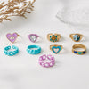 Women's Alloy Geometric Sunflower Smiling Face Ring With Colorful Oil Drop Finish And Stone Inlay Fashion Simple Finger Ring