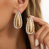 Women's Alloy Geometric Teardrop Pendant Earrings With Star And Color Block Details Electroplated Glossy Finish And Stainless Steel Ear Posts