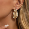 Women's Alloy Geometric Teardrop Pendant Earrings With Star And Color Block Details Electroplated Glossy Finish And Stainless Steel Ear Posts