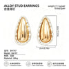Women's Alloy Geometric Teardrop Pendant Earrings With Star And Color Block Details Electroplated Glossy Finish And Stainless Steel Ear Posts
