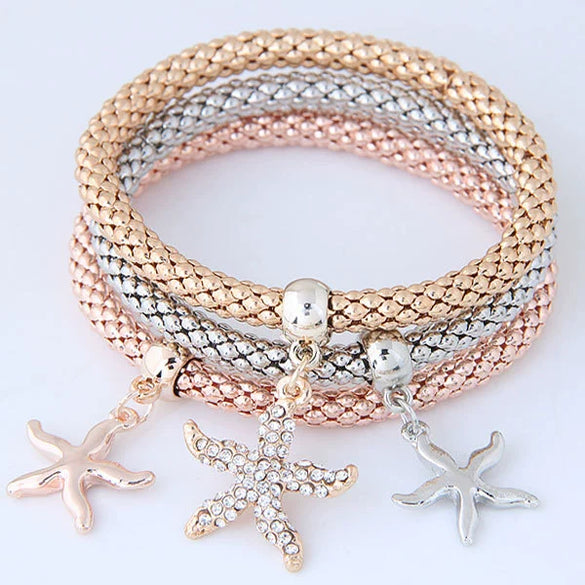 Women's Alloy Geometric Tree Starfish Pendant Multi Layer Bracelet Jewelry With Electroplating