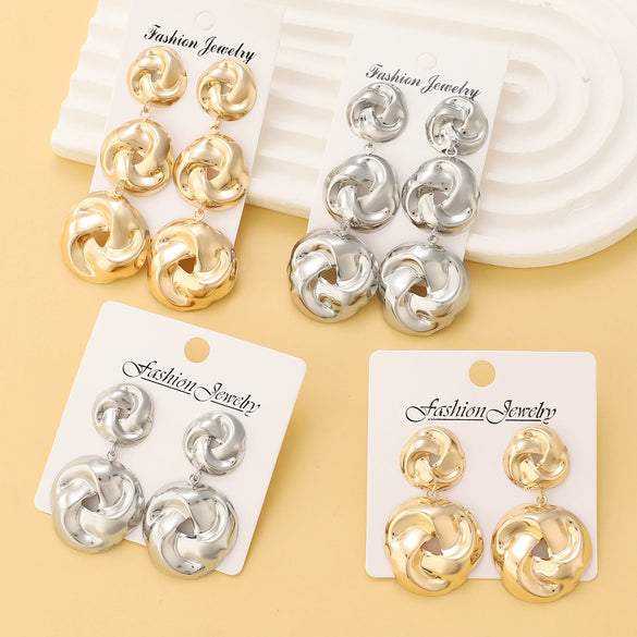 Women's Alloy Geometric Twist Distorted Knot Earrings With Electroplating
