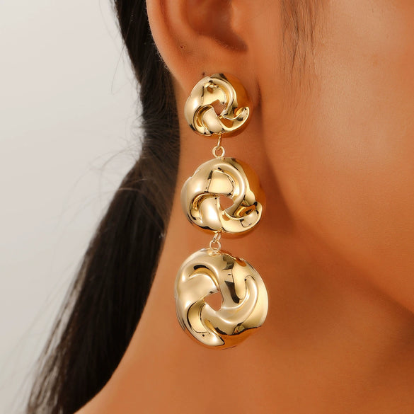 Women's Alloy Geometric Twist Distorted Knot Earrings With Electroplating