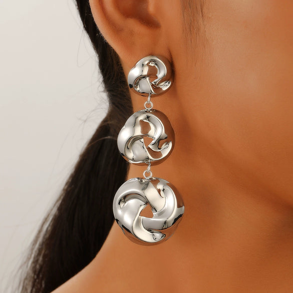 Women's Alloy Geometric Twist Distorted Knot Earrings With Electroplating