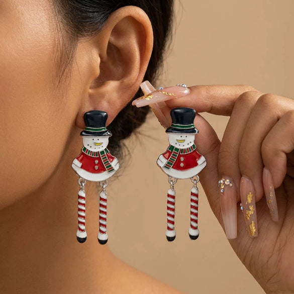Women's Alloy Gingerbread Man Drop Earrings With Electroplated Finish And Stainless Steel Posts Cute Cartoon Highend Jewelry