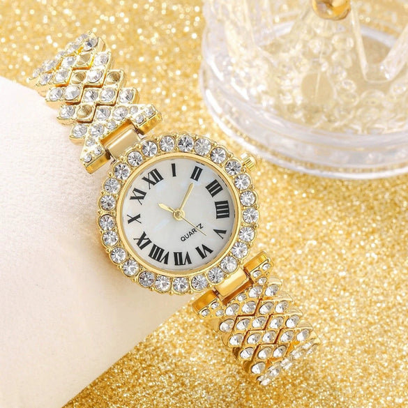 Women's Alloy Glass Quartz Business Style Round Dial Watch
