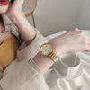 Women's Alloy Gold Watch Fashion Retro Style Round Dial Mineral Strengthened Glass Mirror Rose Gold Clasp Waterproof