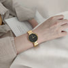 Women's Alloy Gold Watch Fashion Retro Style Round Dial Mineral Strengthened Glass Mirror Rose Gold Clasp Waterproof