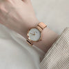 Women's Alloy Gold Watch Fashion Retro Style Round Dial Mineral Strengthened Glass Mirror Rose Gold Clasp Waterproof