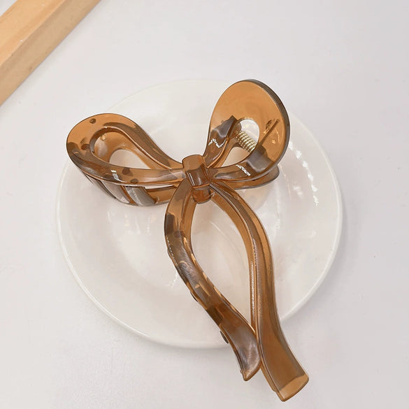 Women's Alloy Hair Clip With Painting Treatment Jellycolored Bow Claw Design