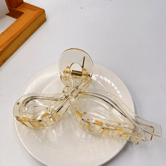Women's Alloy Hair Clip With Painting Treatment Jellycolored Bow Claw Design