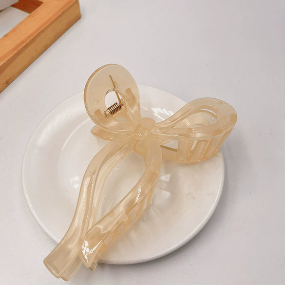 Women's Alloy Hair Clip With Painting Treatment Jellycolored Bow Claw Design