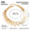 Women's Alloy Hammered Crescent Geometric Necklace With Textured Wide Chain Spliced Design And Plated Punk Style