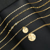 Women’s Alloy Hammered Round Pendant Necklace With Electroplated Finish And Layered Geometric Collarbone Chain Style